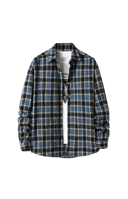 **Men's Casual Plaid Button-Down Shirt**