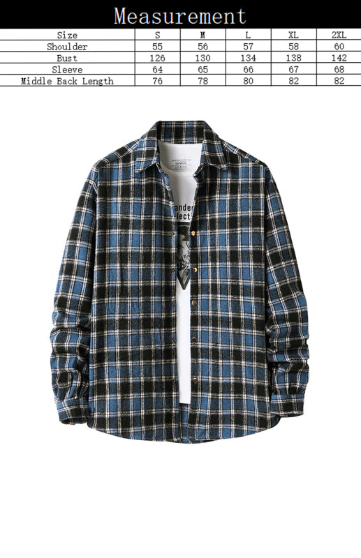 **Men's Casual Plaid Button-Down Shirt**