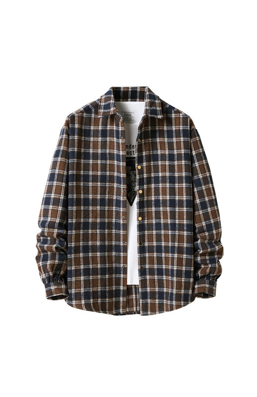 **Men's Casual Plaid Button-Down Shirt**