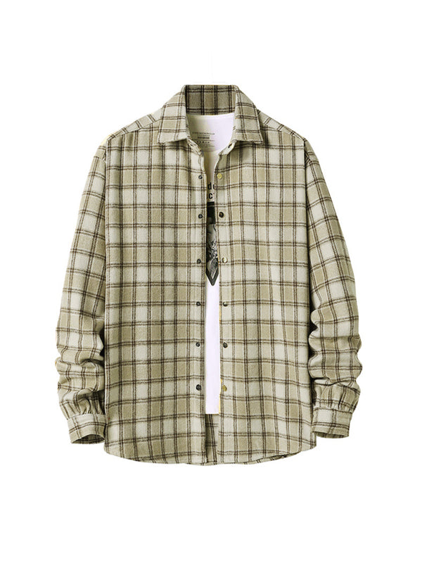 **Men's Casual Plaid Button-Down Shirt**