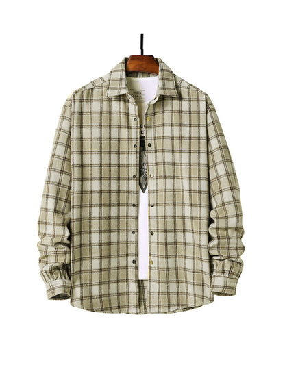 **Men's Casual Plaid Button-Down Shirt**