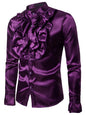 Men's Ruffled Standing Collar Party Shirt