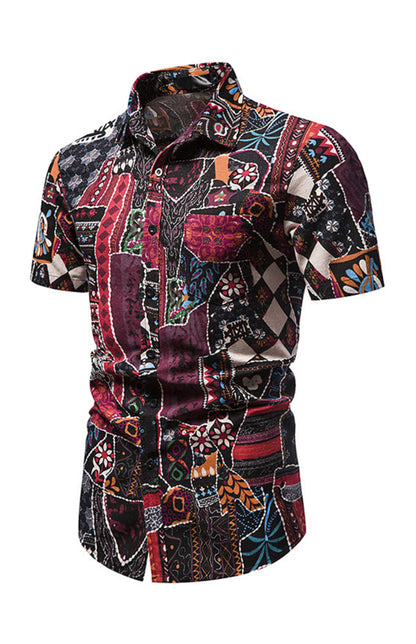 Casual Men's Polyester Shirt with Welt Pocket and Regular Sleeves