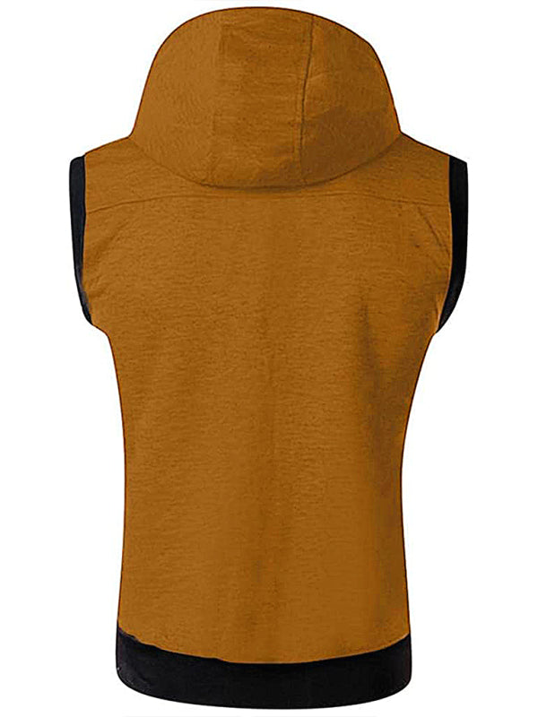 Men's Hooded Sleeveless Vest Solid Color Casual Slim Vest