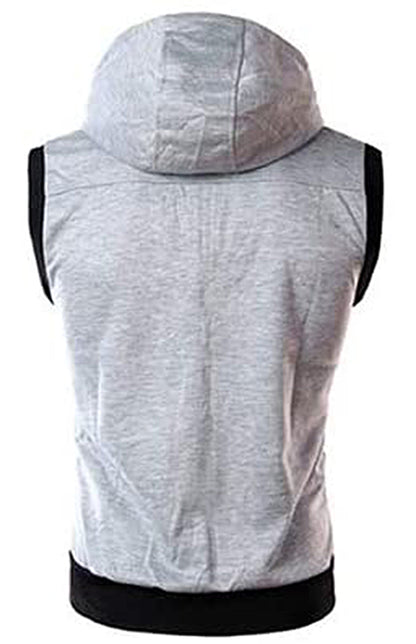 Men's Hooded Sleeveless Vest Solid Color Casual Slim Vest