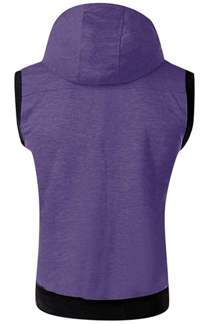 Men's Hooded Sleeveless Vest Solid Color Casual Slim Vest