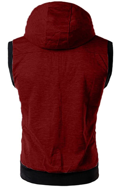 Men's Hooded Sleeveless Vest Solid Color Casual Slim Vest