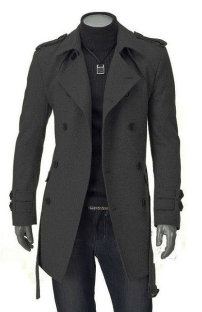 Men's Classic Solid Woolen Knit Long Sleeve Coat