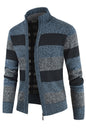 Men's New Sweater Colorblock Standing Collar Zip Cardigan