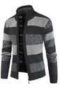 Men's New Sweater Colorblock Standing Collar Zip Cardigan