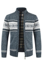 Men's New Sweater Cardigan Colorblock Standing Collar Sweater