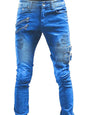 Classic Men's Cotton Blend Solid Denim Jeans with Slant Pockets