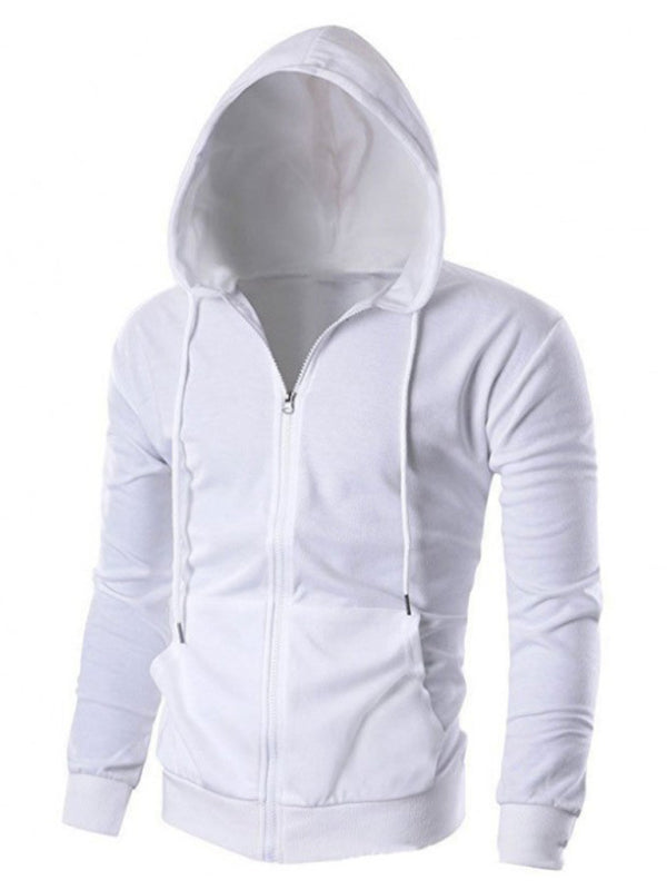 Men's Solid Color Basic Zipper Hoodie