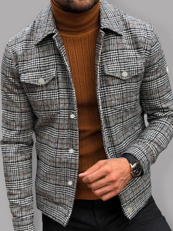 Slim Casual Fashion Autumn Plaid Men's Coat Tops