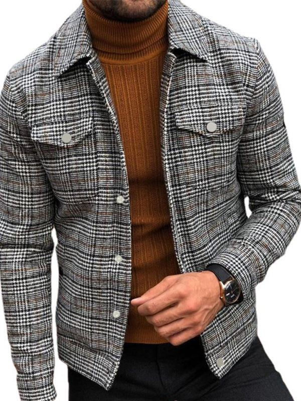 Slim Casual Fashion Autumn Plaid Men's Coat Tops