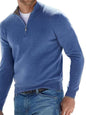 Long Sleeve V Neck Wool Fleece Zipper Men's Casual Top Polo Shirt