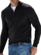 Long Sleeve V Neck Wool Fleece Zipper Men's Casual Top Polo Shirt