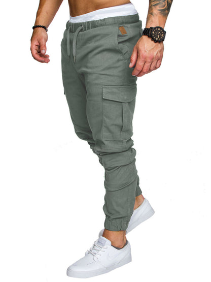 Men's Solid Color Casual Tether Elastic Sports Baggies Men's Trousers