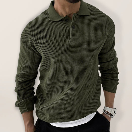 Lapel Sweater Men's Fashion Urban Slim Long Sleeve Knitted Sweater