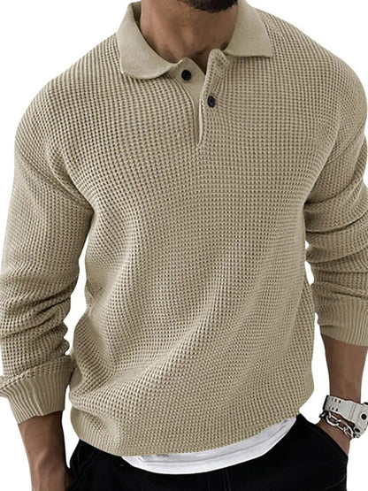 Lapel Sweater Men's Fashion Urban Slim Long Sleeve Knitted Sweater