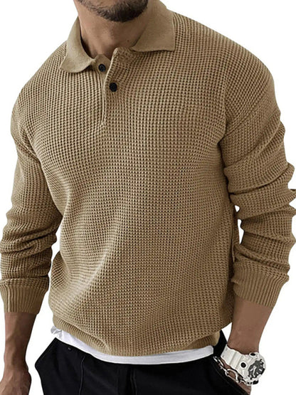 Lapel Sweater Men's Fashion Urban Slim Long Sleeve Knitted Sweater