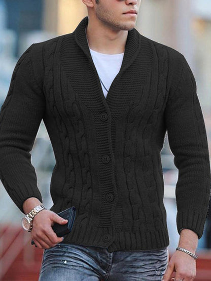 New Sweater Men's Knitted Cardigan Solid Color Slim Men's Jacket