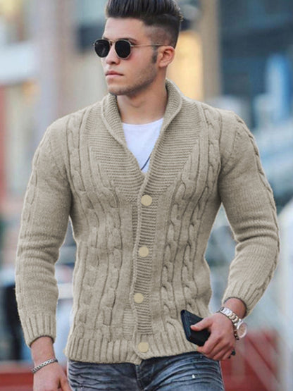 New Sweater Men's Knitted Cardigan Solid Color Slim Men's Jacket