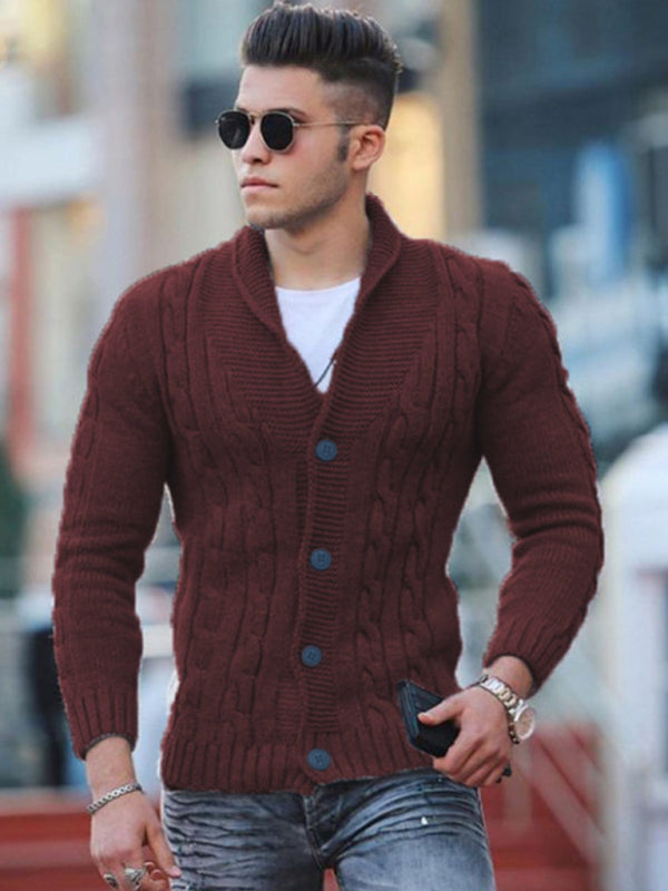 New Sweater Men's Knitted Cardigan Solid Color Slim Men's Jacket