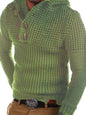 Men's Solid Color Lapel Collar Diagonal Button Horn Button Pullover Sweater