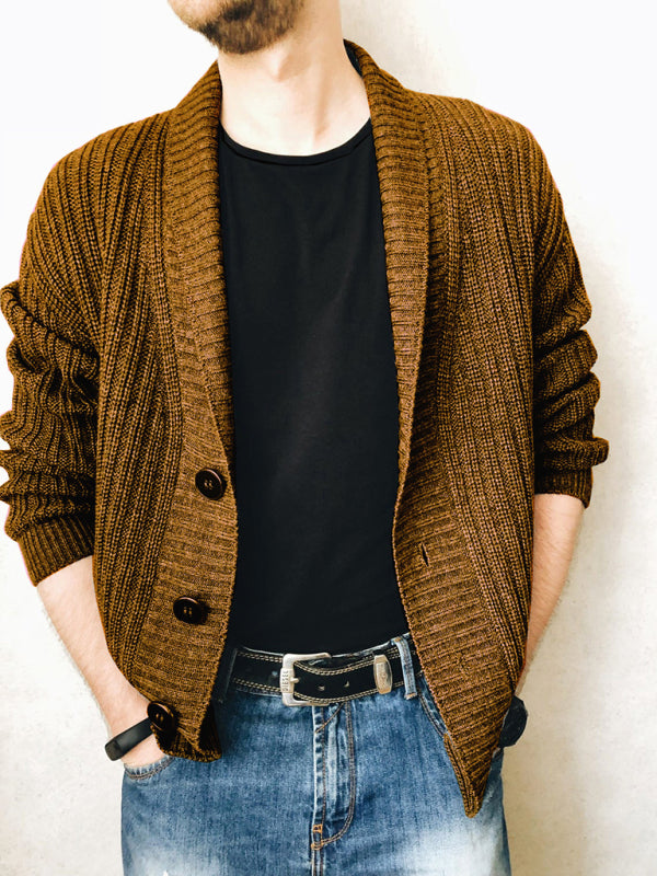 Men's Casual Ribbed Open Front Cardigan