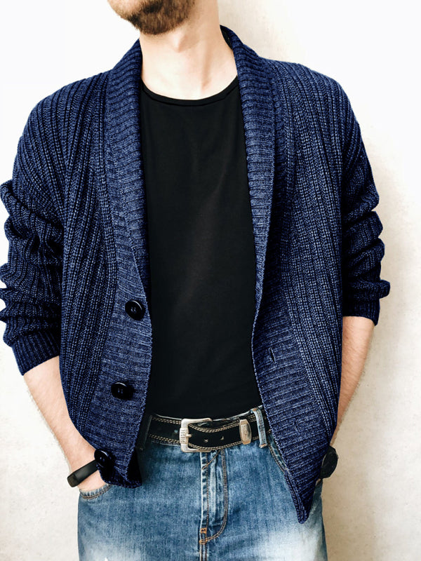 Men's Casual Ribbed Open Front Cardigan