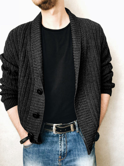 Men's Casual Ribbed Open Front Cardigan