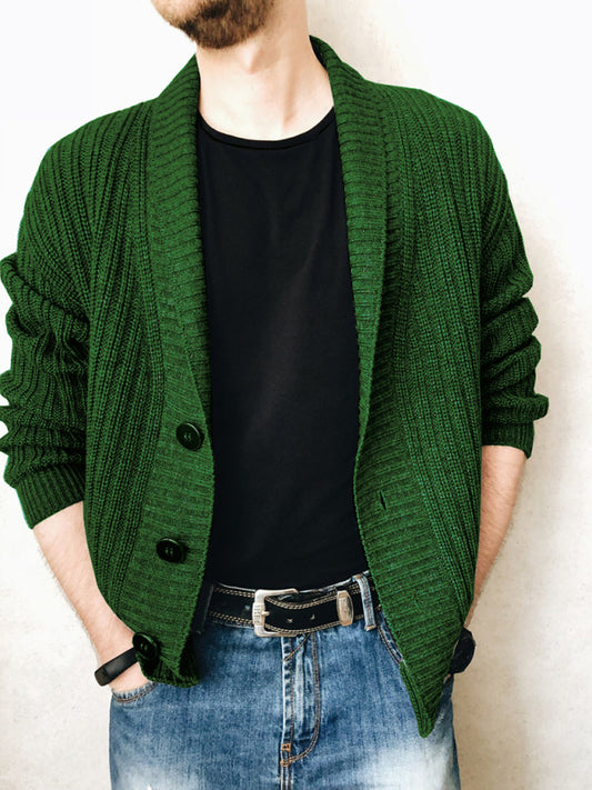 Men's Casual Ribbed Open Front Cardigan