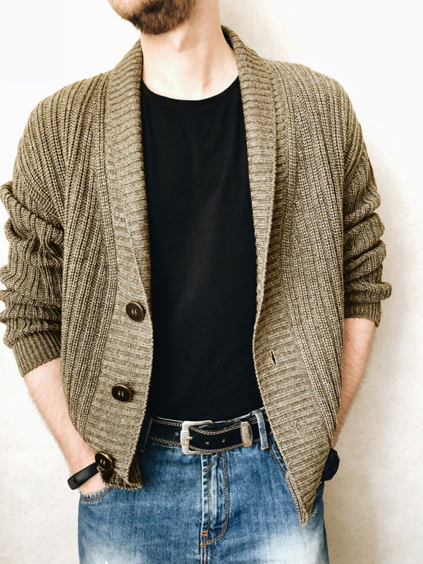 Men's Casual Ribbed Open Front Cardigan