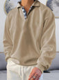 Men's solid color lapel loose long-sleeved POLO shirt