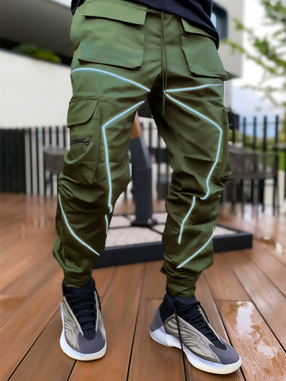 Men's trendy loose straight multi-pocket cargo pants