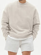 Men's Knitted Stitching Solid Color Casual Crew Neck Sweatshirt