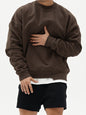 Men's Knitted Stitching Solid Color Casual Crew Neck Sweatshirt