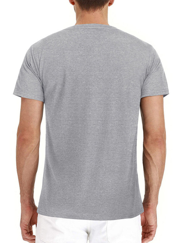 Men's Henley Neck Cotton Leisure T-shirt