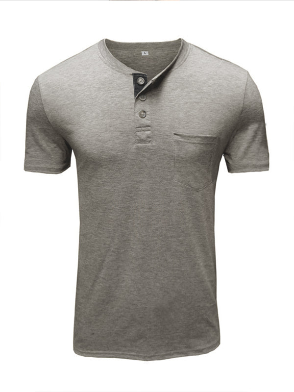 Men's Henley Neck Cotton Leisure T-shirt