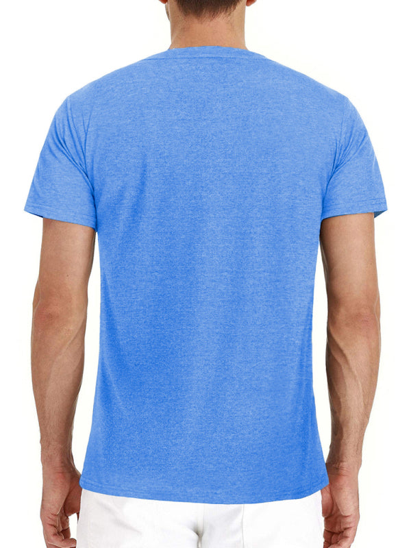 Men's Henley Neck Cotton Leisure T-shirt