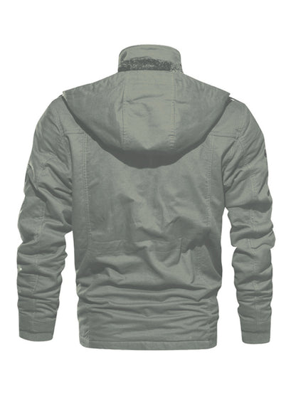 Men's Mid-Length Loose Stand Collar Hooded Cotton Top Youth Men's Jacket