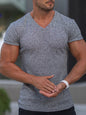 Summer slim V-neck sports fitness breathable solid color short-sleeved T-shirt