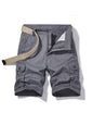 Men's Solid Color Casual Multi-Pocket Cargo Shorts（Without Belt）