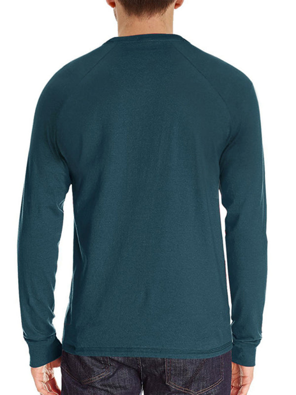 Men Casual Button Henley Long Sleeve