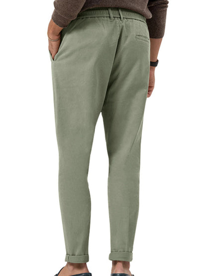 New men's trendy business straight solid color casual trousers