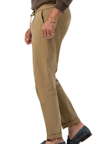 New men's trendy business straight solid color casual trousers