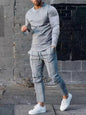 New Men's Two-piece Set Round Neck Long Sleeve T-Shirt Trousers Casual Sports Suit