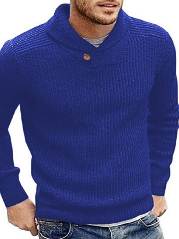 Men's Sweater Lapel Button Pullover Sweater