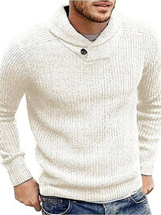 Men's Sweater Lapel Button Pullover Sweater